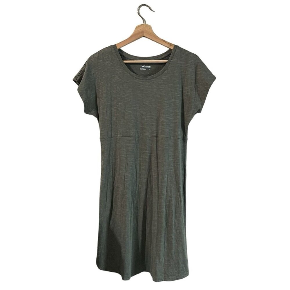 Columbia T Shirt Dress Size Small Olive Green Shift Knit 1745201